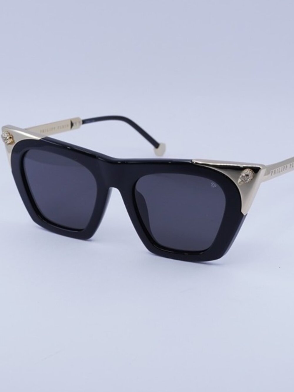 Philipp Plein SPP134S 0700 Sunglasses Shiny Black/Gold Cat Eye Frame